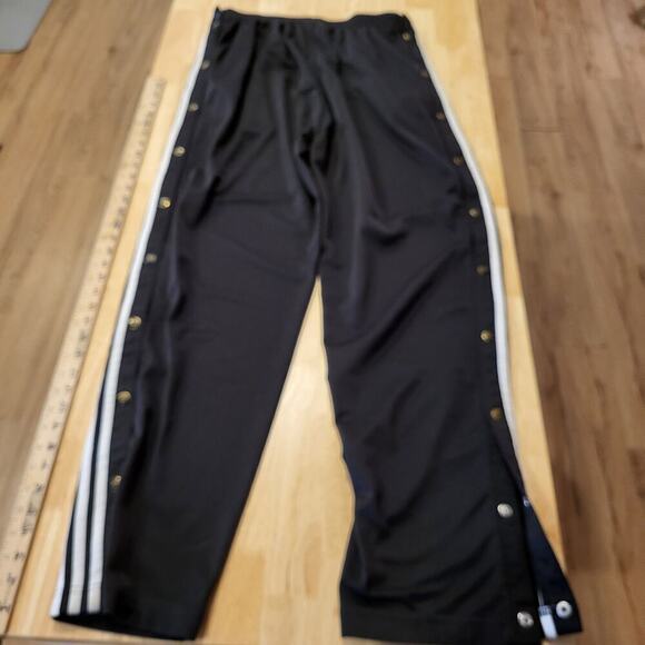 Adidas Extra Large Black Break Away Track Pants Elastic Waist Snap Stripe white - Picture 12 of 13